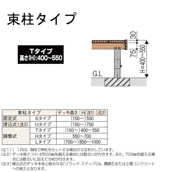 ウッドデッキ   YKK YKKap   リウッドデッキ200 Tタイプ（調整式）   間口1.5間×奥行5尺   間口2651×奥行1520×高さ400〜550(mm)   人工木 セット diy キット｜sjg-f｜03