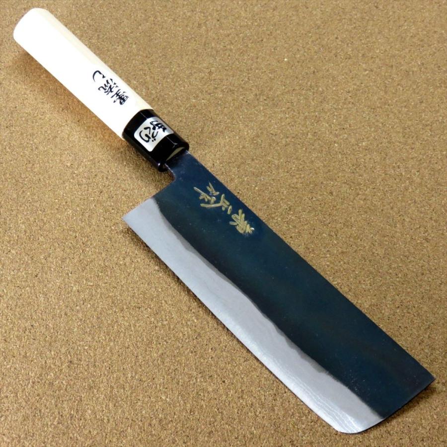 関の刃物 菜切包丁 165mm 金銘 兼正作 多層鋼 黒流し黒打 薄刃