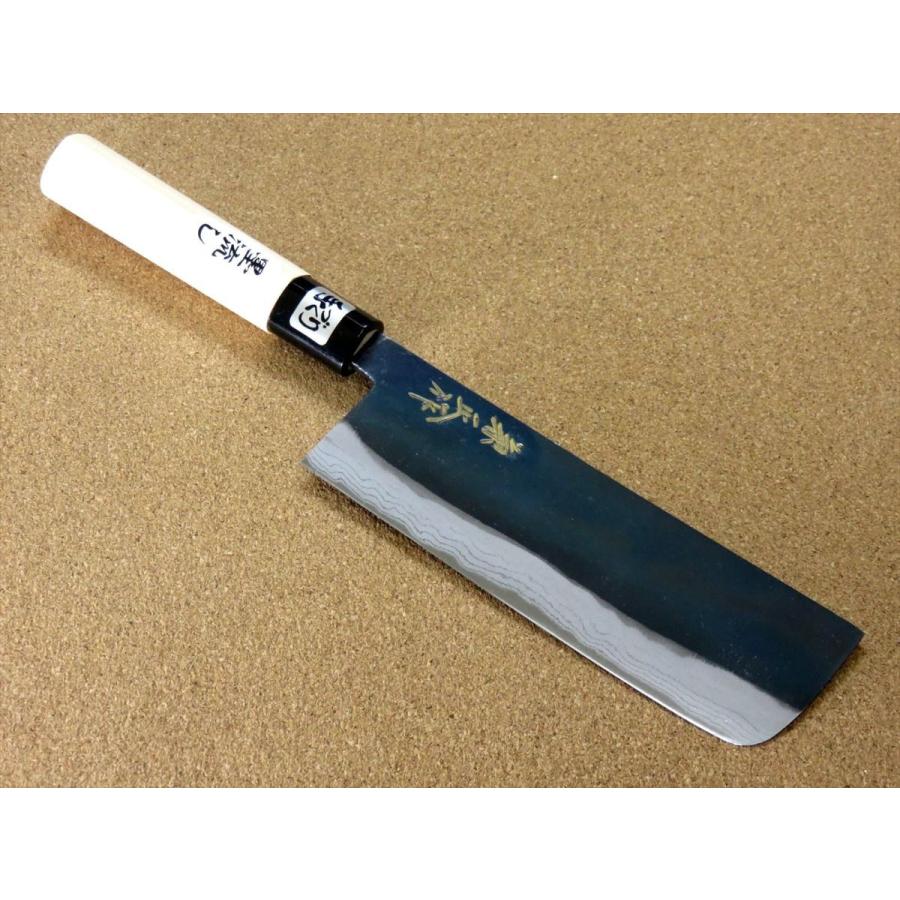 関の刃物 菜切包丁 165mm 金銘 兼正作 多層鋼 黒流し黒打 薄刃