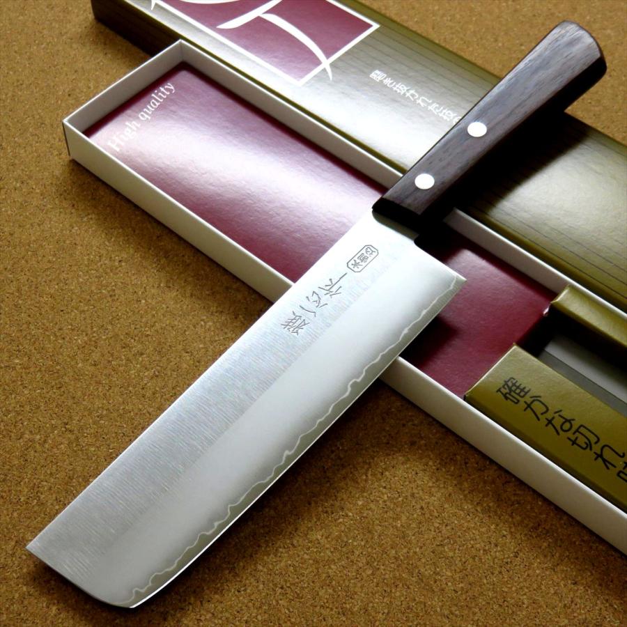 関の刃物 菜切り包丁 165mm 鎚目鍛造 本割込 3層鋼 口金付き 野菜 両刃 関の刃物 菜切り包丁 165mm 鎚目鍛造 本割込 3層鋼 口金付き