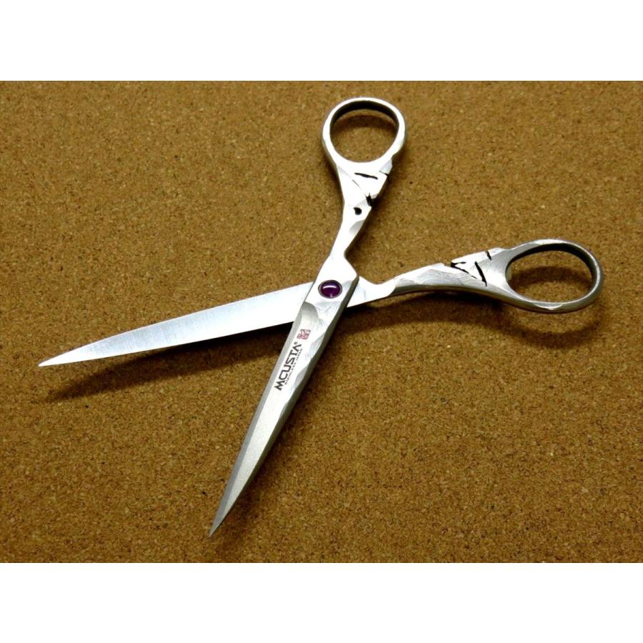 安値 関の刃物 エムカスタ 蝶 ハサミ ダマスカス 32層鋼 V金10号 桐箱