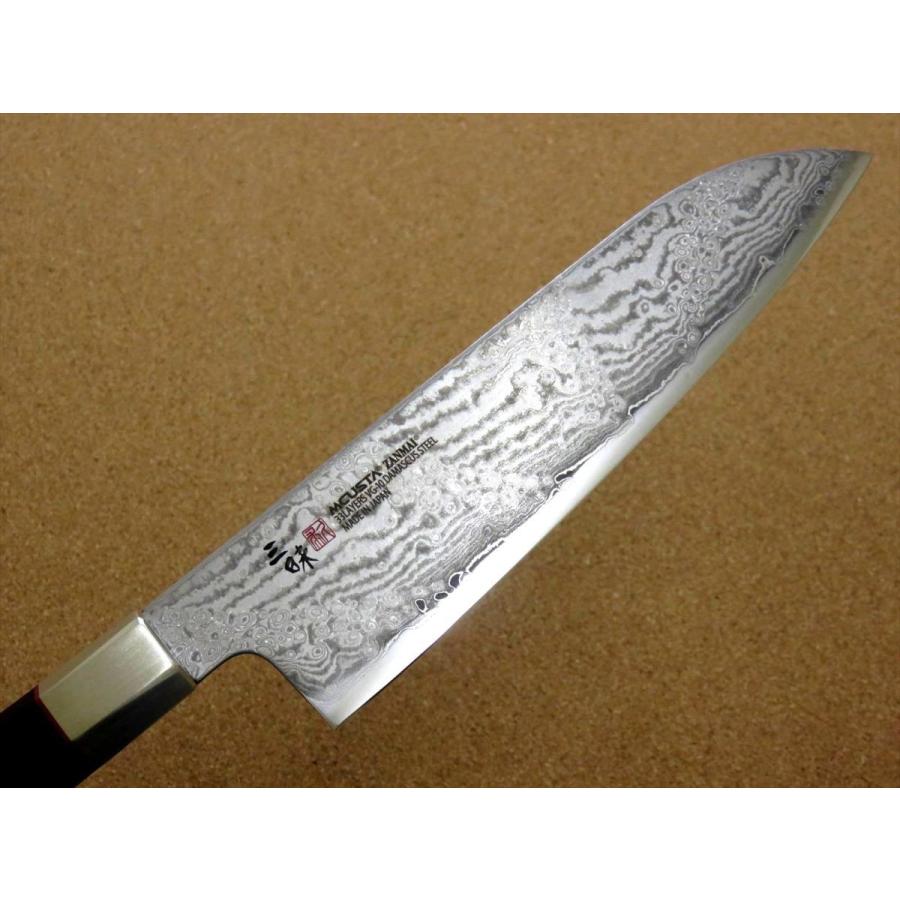 包丁 三徳包丁 18cm (180mm) 三昧 ハイブリッド スプラッシュ ダマスカス33層 VG-10 関の刃物 ステンレス 黒合板 両刃 万能包丁 日本製｜sk2excellent｜05