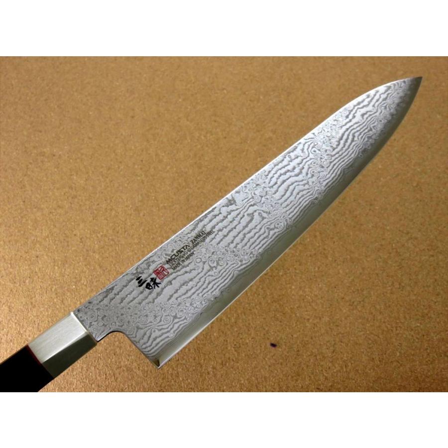 包丁 牛刀 24cm (240mm) 三昧 ハイブリッド スプラッシュ ダマスカス 33層 VG-10 関の刃物 黒合板 両刃 万能包丁 洋包丁 肉切り 日本製｜sk2excellent｜05