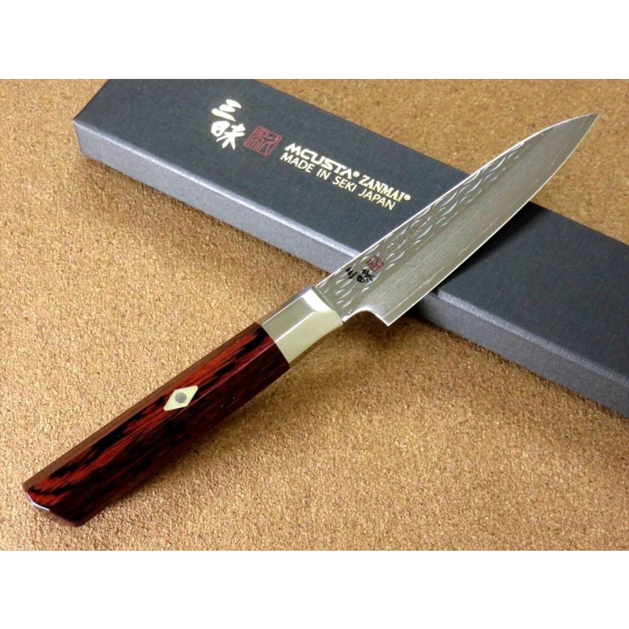 関の刃物 ペティナイフ 110mm 三昧 波目 ダマスカス33層 小型両刃包丁 包丁 ペティナイフ 11cm (110mm) 三昧 波目 関の刃物 ダマスカス