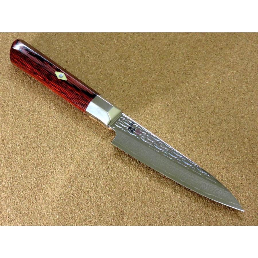 包丁 ペティナイフ 11cm (110mm) 三昧 波目 関の刃物 ダマスカス33層 VG-10 ステンレス 両刃 日本製_2