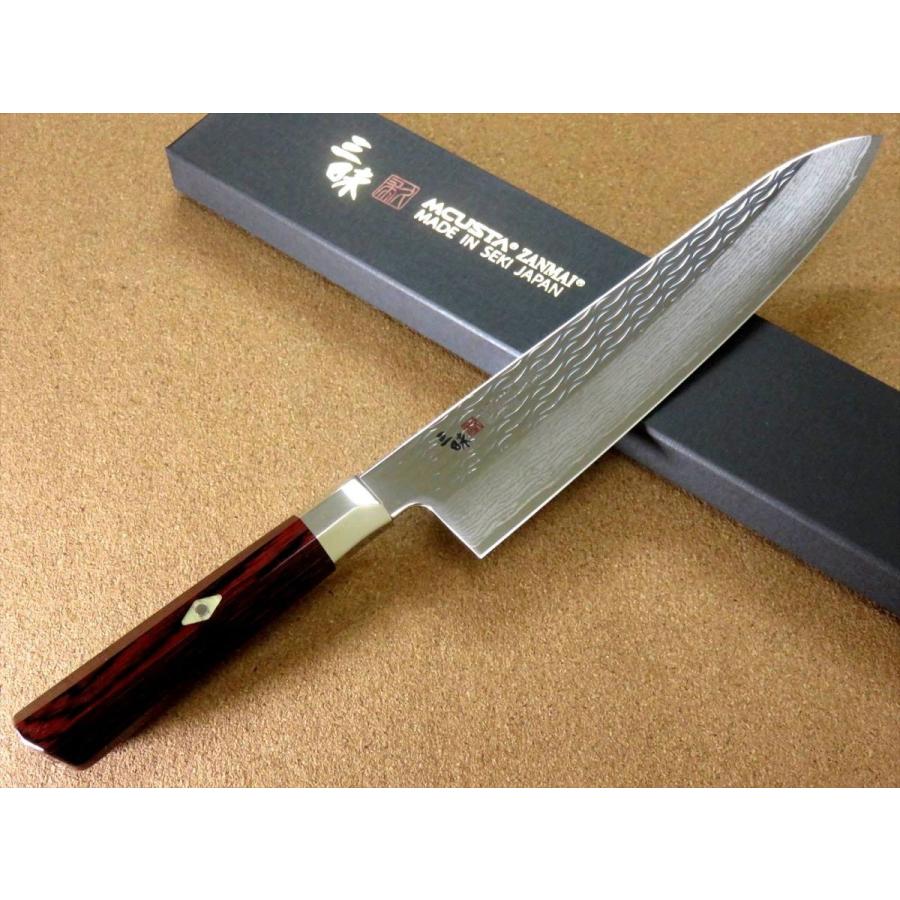 関の刃物 牛刀 240mm 三昧 波目 ダマスカス33層 VG-10 両刃 包丁