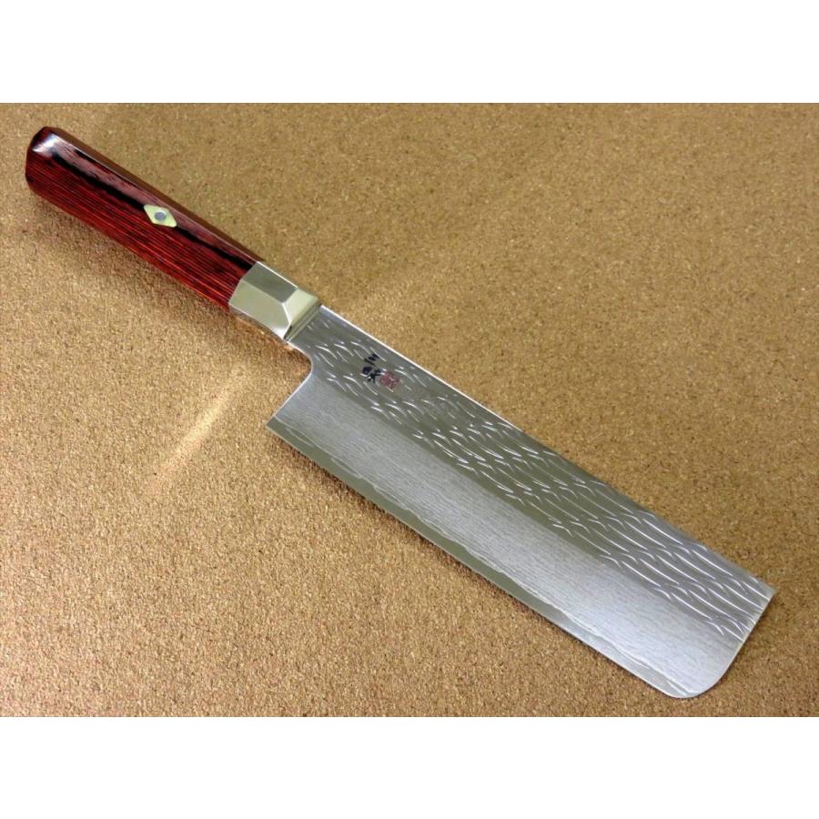 関の刃物 菜切り包丁 165mm 三昧 波目 ダマスカス33層 野菜 両刃包丁