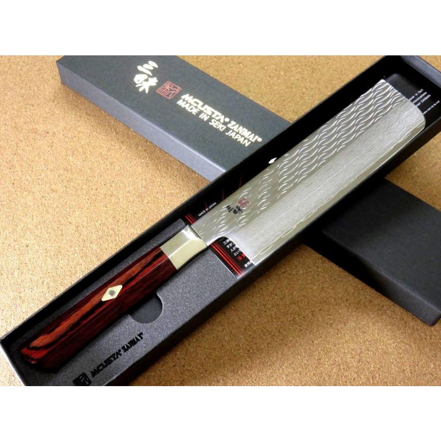 関の刃物 菜切り包丁 165mm 三昧 波目 ダマスカス33層 野菜 両刃包丁