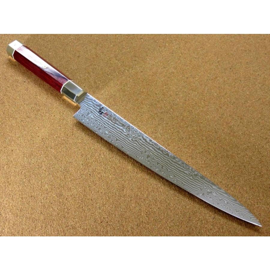 包丁 筋引包丁 24cm (240mm) 三昧 荒波 関の刃物 VG-10 VG-2 コアレス鋼ステンレス 赤合板 両刃 刺身包丁 枝肉の解体 ハム スライス 日本製｜sk2excellent｜03