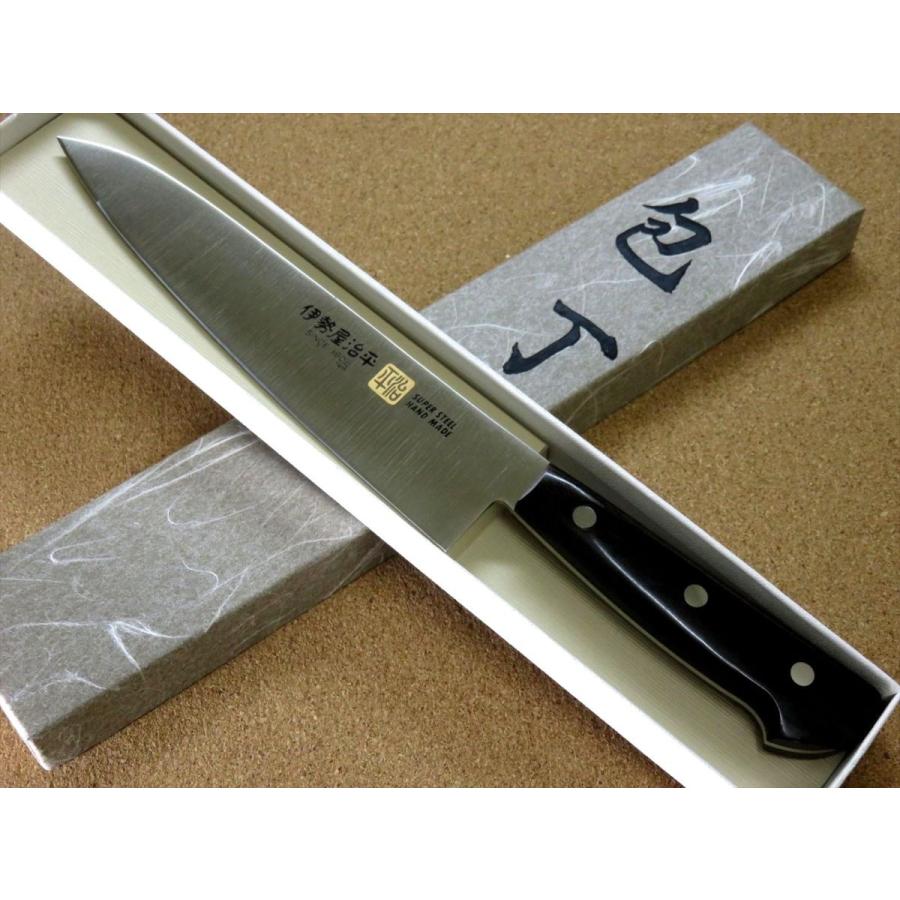 関の刃物 牛刀 180mm 伊勢屋治平 8A 口金付 黒パッカー 肉切り 洋包丁