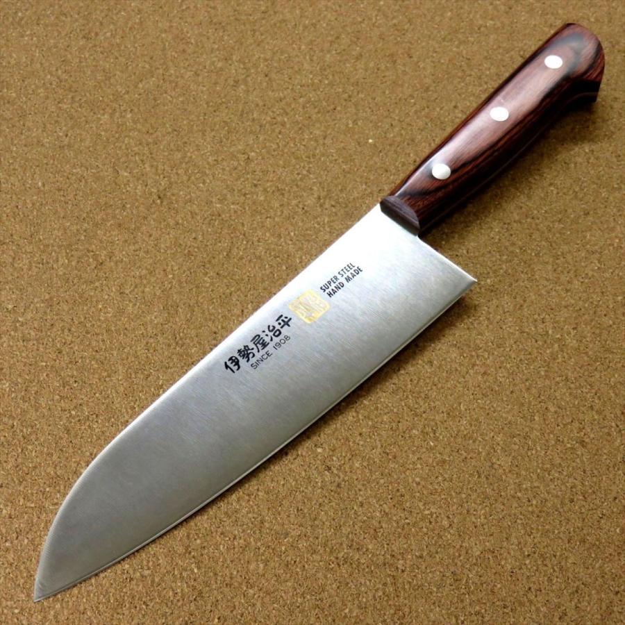 関の刃物 三徳包丁 180mm 伊勢屋治平 モリブデン 両刃 口金 マホガニー