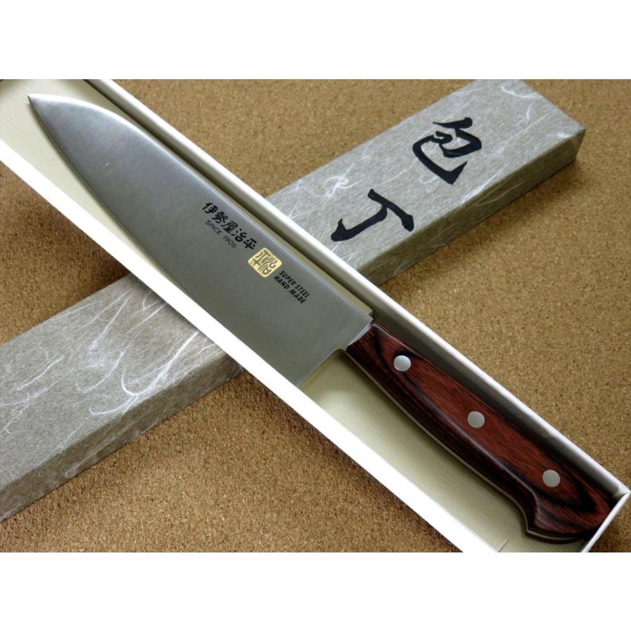 関の刃物 三徳包丁 180mm 伊勢屋治平 モリブデン マホガニー 両刃万能包丁