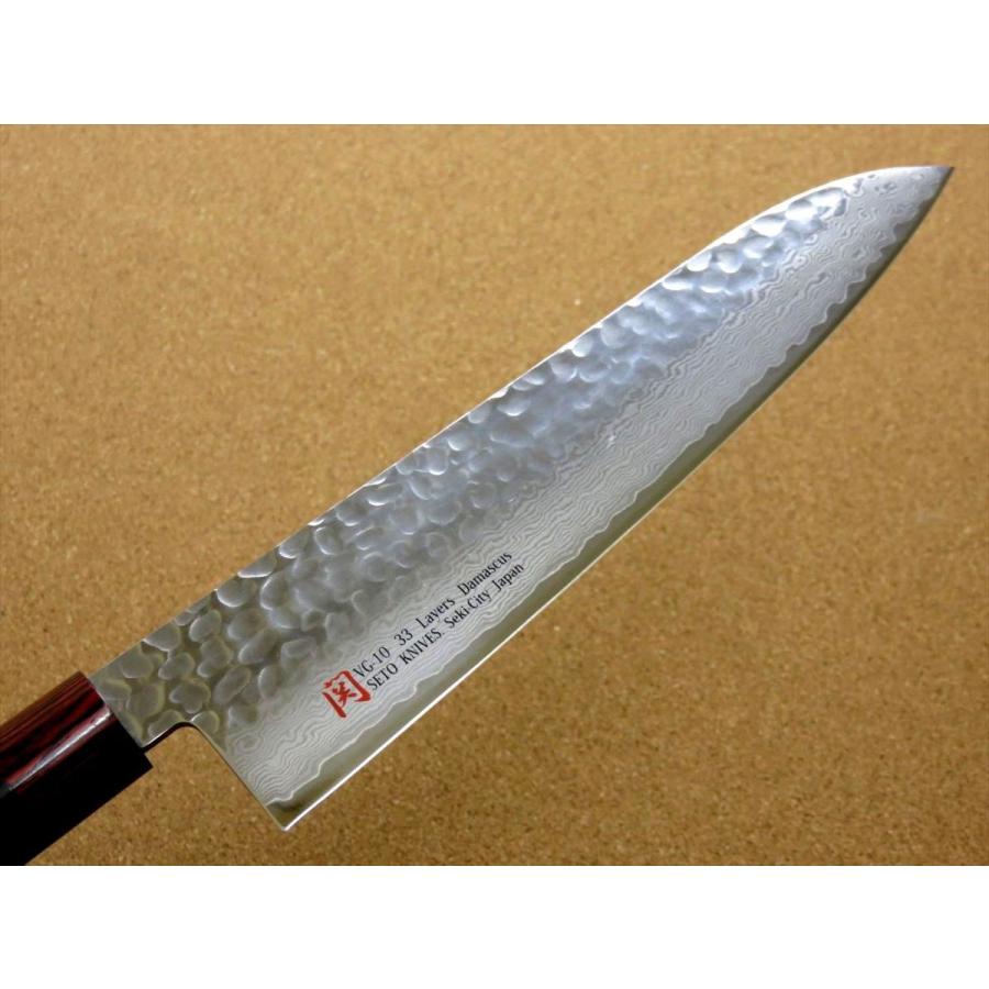 包丁 牛刀 21cm (210mm) 関の刃物 伊勢屋 ダマスカス 33層 V金10号 鎚