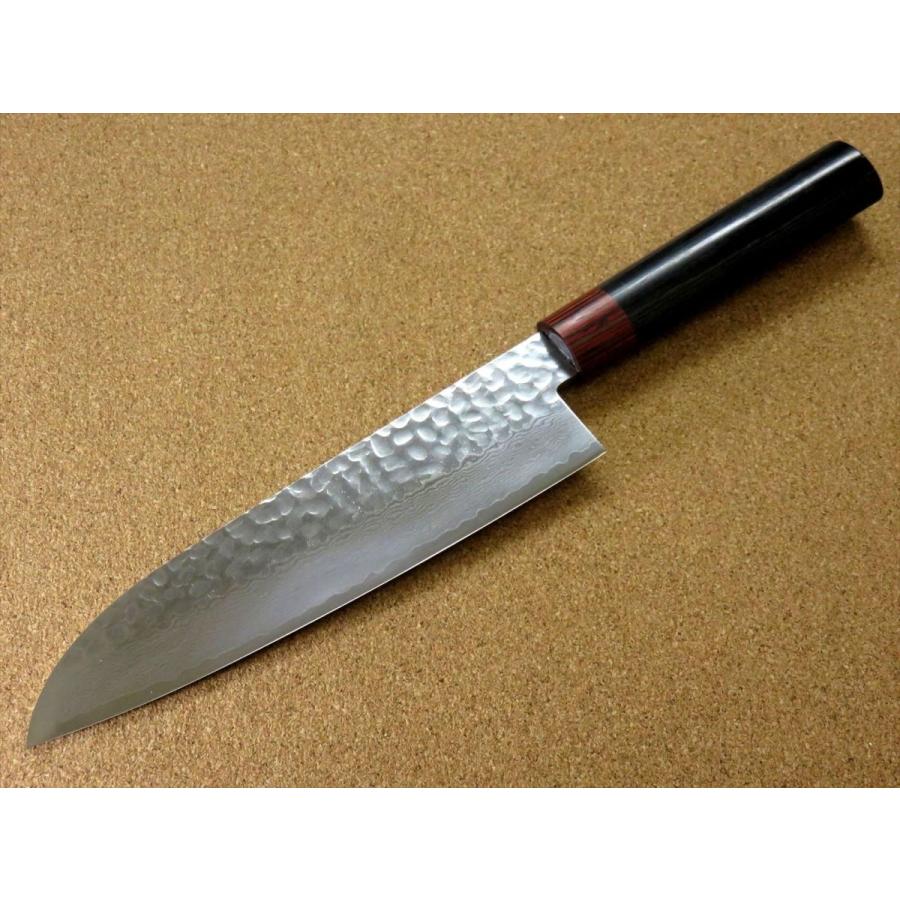 関の刃物 三徳包丁 180mm 伊勢屋 鎚目 VG10 33層 ダマスカス 両刃