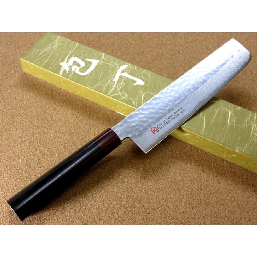 包丁 菜切り包丁 18cm (180mm) 関の刃物 伊勢屋 ダマスカス33層