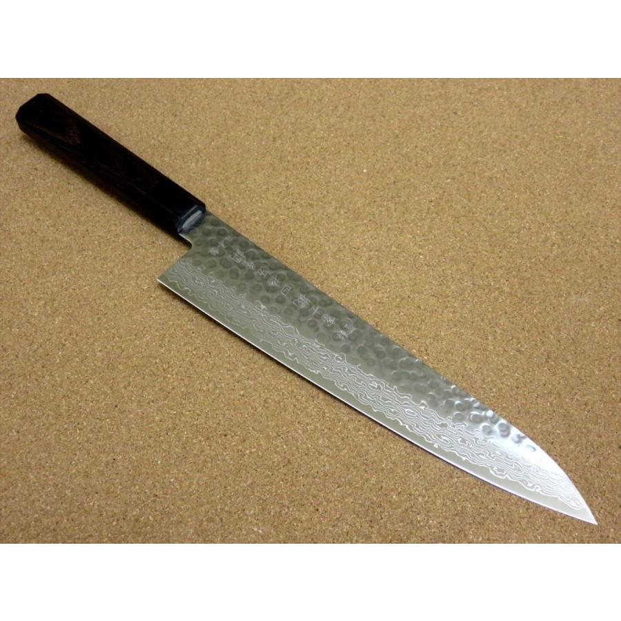 関の刃物 牛刀 180mm ダマスカス 45層 鎚目鍛造 肉 魚 野菜 両刃包丁