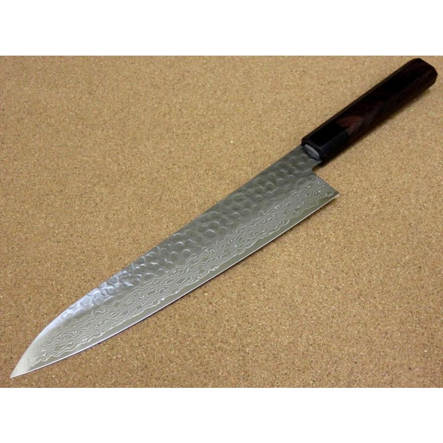 関の刃物 牛刀 180mm ダマスカス 45層 鎚目鍛造 肉 魚 野菜 両刃包丁