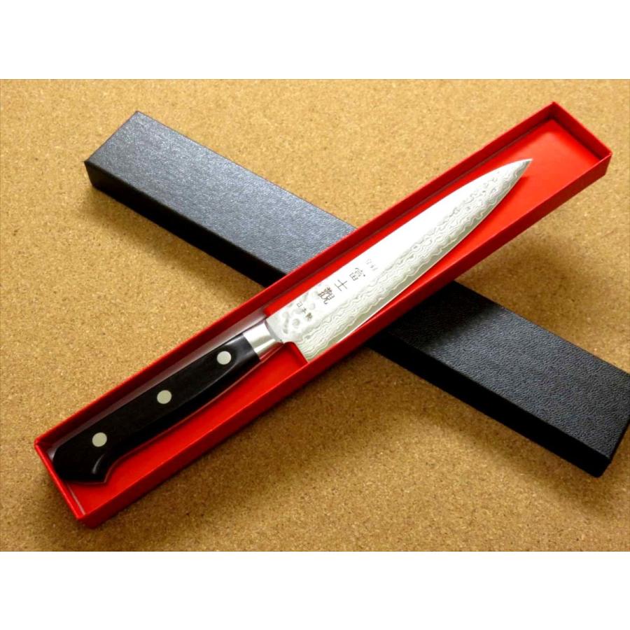 包丁 ペティナイフ 14cm (140mm) 関の刃物 ダマスカス 鎚目 V金10号