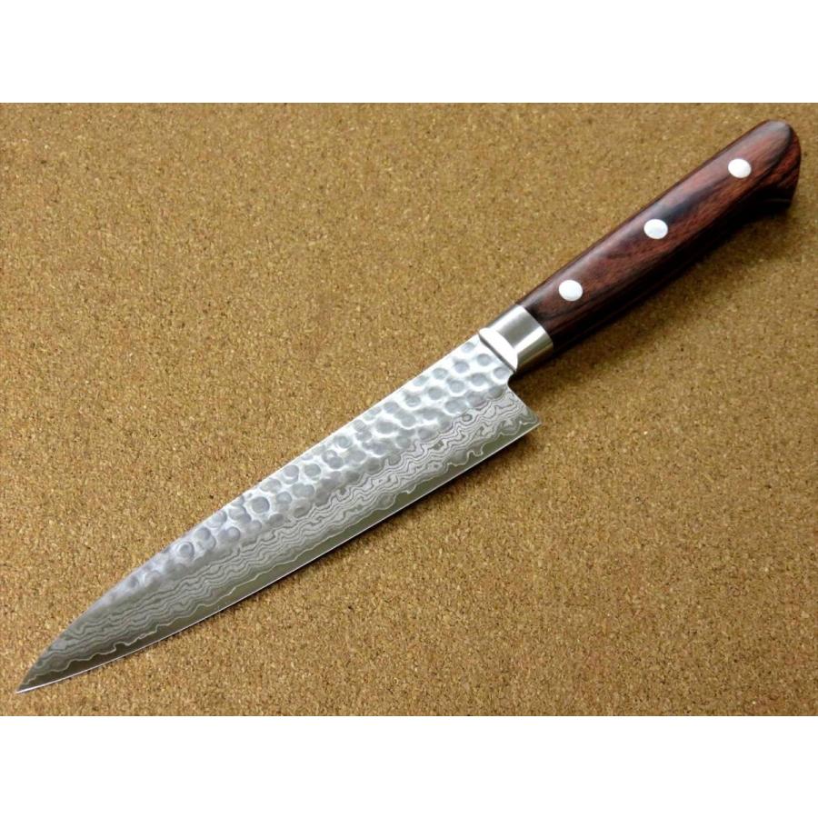 包丁 ペティナイフ 14cm (140mm) 関の刃物 ダマスカス 鎚目鍛造 V金10