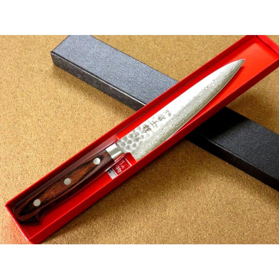 包丁 ペティナイフ 14cm (140mm) 関の刃物 ダマスカス 鎚目鍛造 V金10
