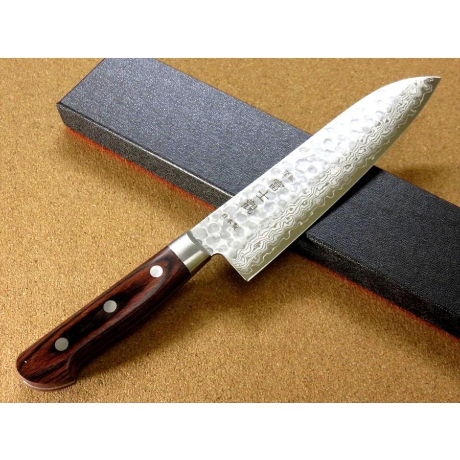 包丁 三徳包丁 18.5cm (185mm) 関の刃物 ダマスカス 鎚目鍛造 V金10号