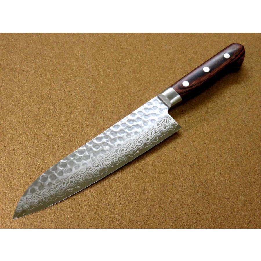 包丁 三徳包丁 18.5cm (185mm) 関の刃物 ダマスカス 鎚目鍛造 V金10号