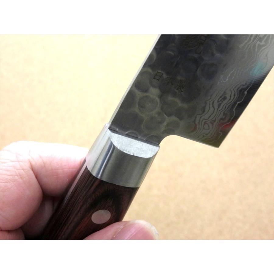 包丁 三徳包丁 18.5cm (185mm) 関の刃物 ダマスカス 鎚目鍛造 V金10号