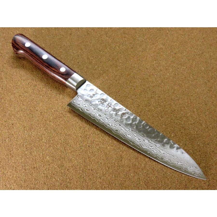 包丁 牛刀 18cm (180mm) 関の刃物 ダマスカス 17層 鎚目鍛造 V金10号