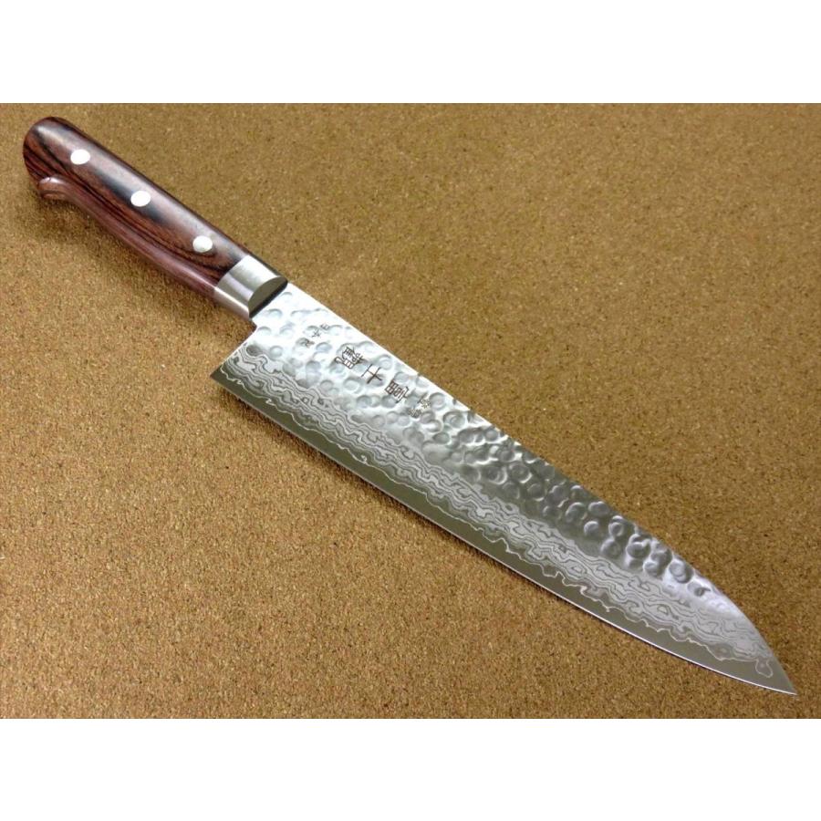 包丁 牛刀 21cm (210mm) 関の刃物 ダマスカス 17層 鎚目鍛造 V金10号