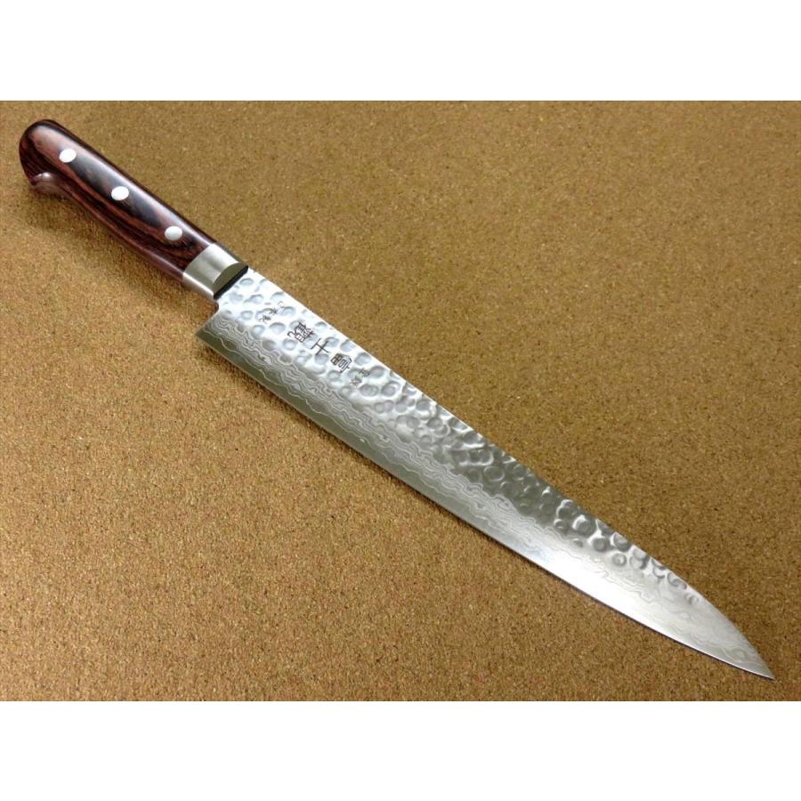 包丁 筋引包丁 24cm (240mm) 関の刃物 ダマスカス 鎚目鍛造 V金10号