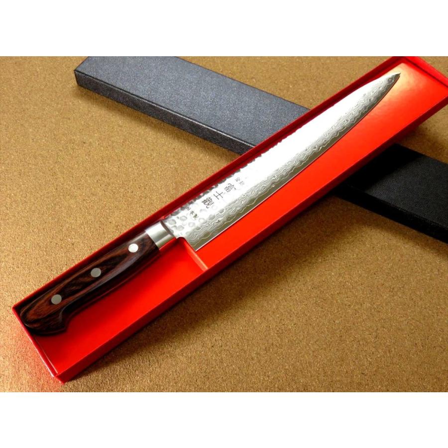 包丁 筋引包丁 24cm (240mm) 関の刃物 ダマスカス 鎚目鍛造 V金