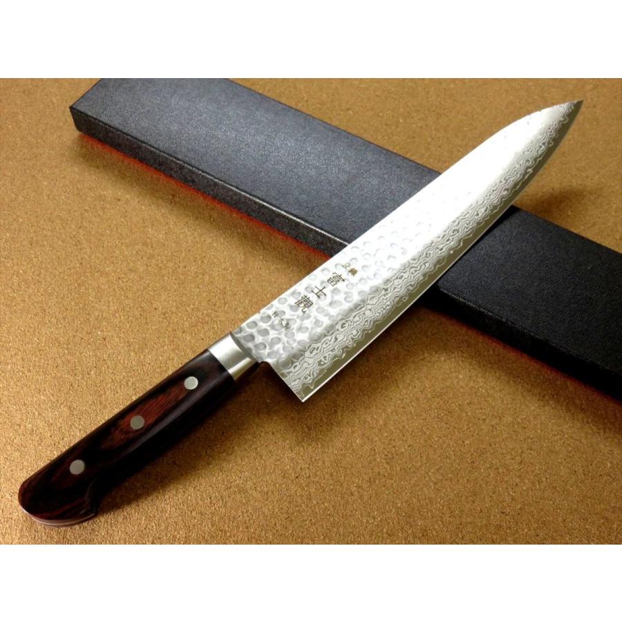 包丁 牛刀 27cm (270mm) 関の刃物 ダマスカス 17層 鎚目鍛造 V金10号