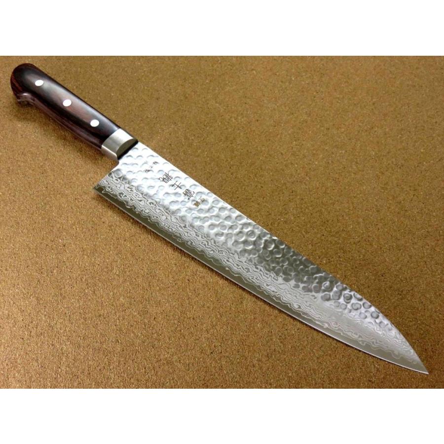 包丁 牛刀 27cm (270mm) 関の刃物 ダマスカス 17層 鎚目鍛造 V金10号