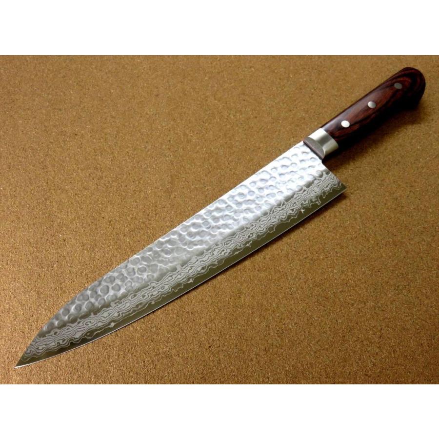 包丁 牛刀 27cm (270mm) 関の刃物 ダマスカス 17層 鎚目鍛造 V金10号