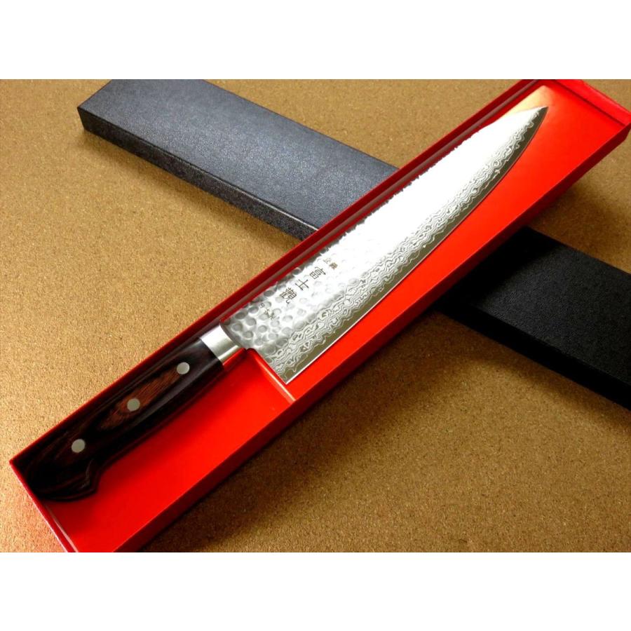 包丁 牛刀 27cm (270mm) 関の刃物 ダマスカス 17層 鎚目鍛造 V金10号