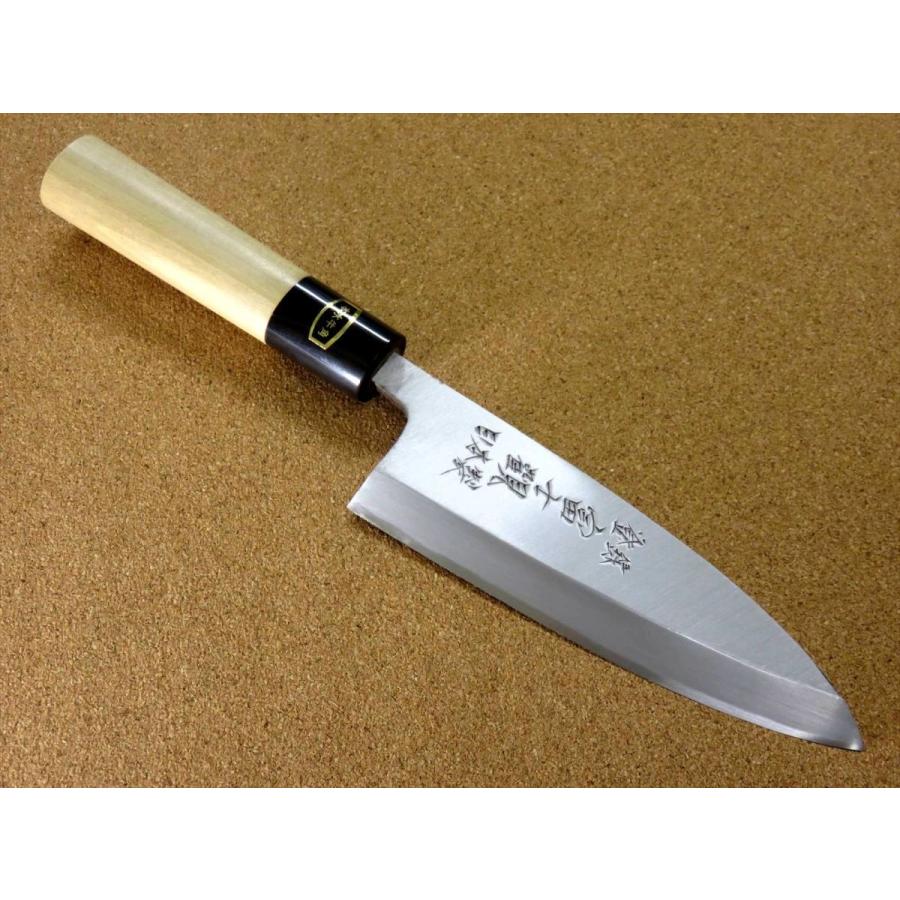 関の刃物 出刃包丁 150mm 白紙3号 片刃 右利き 水牛角口金付 魚