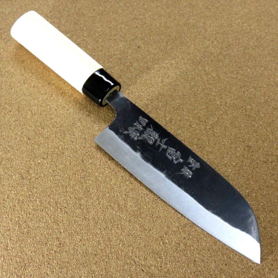 包丁 三徳包丁 16cm (160mm) 関の刃物 黒打 青紙2号 軟鉄 炭素鋼 口金