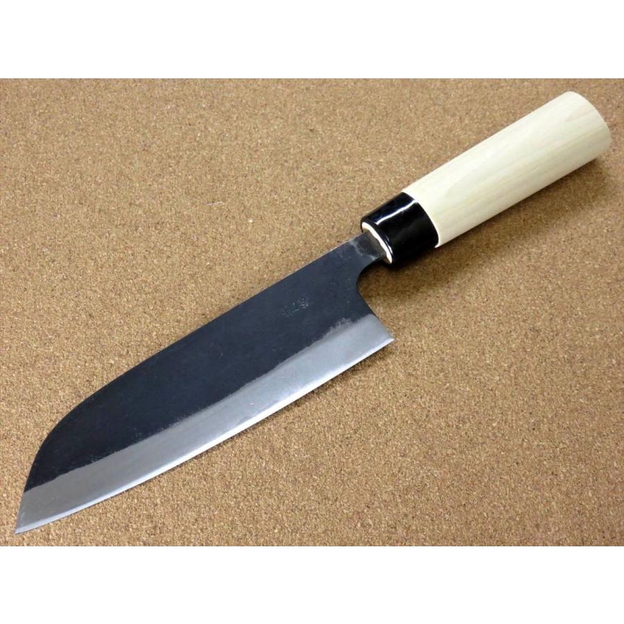 関の刃物 三徳包丁 160mm 黒打 青紙2号 軟鉄 魚 肉切り 両刃 万能包丁