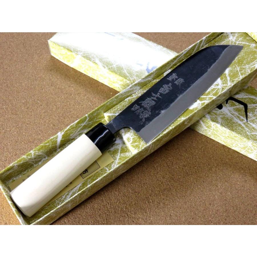 包丁 三徳包丁 16cm (160mm) 関の刃物 黒打 青紙2号 軟鉄 炭素鋼 口金