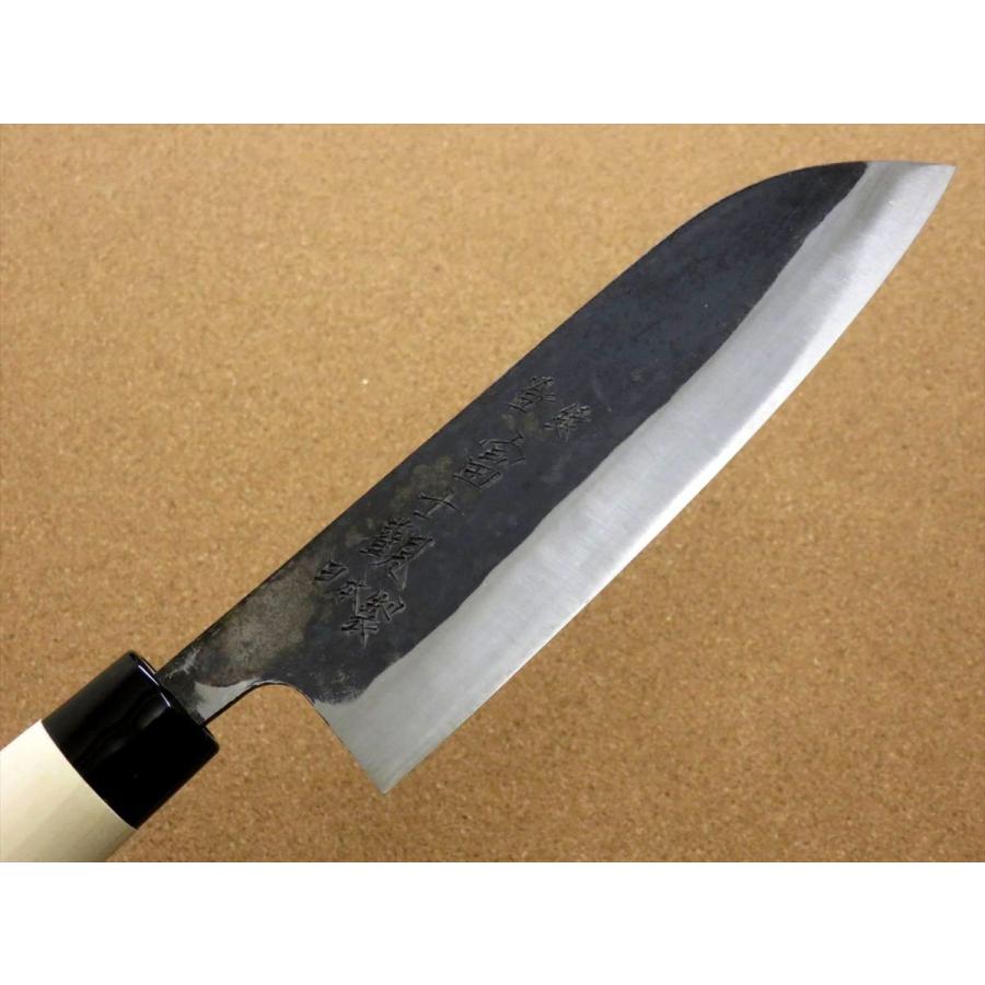 包丁 三徳包丁 18cm (180mm) 関の刃物 黒打 青紙2号 軟鉄 炭素鋼 口金