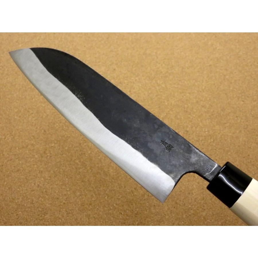 包丁 三徳包丁 18cm (180mm) 関の刃物 黒打 青紙2号 軟鉄 炭素鋼 口金