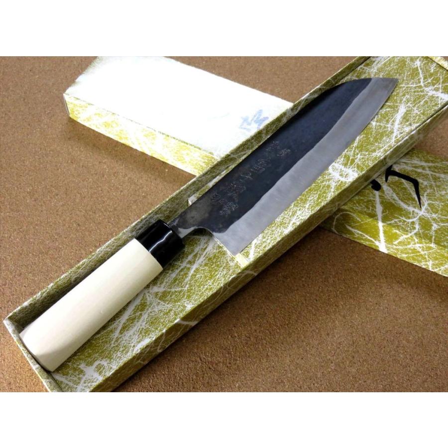 関の刃物 三徳包丁 180mm 黒打 青紙2号 軟鉄 魚 肉切 口金付 万能包丁