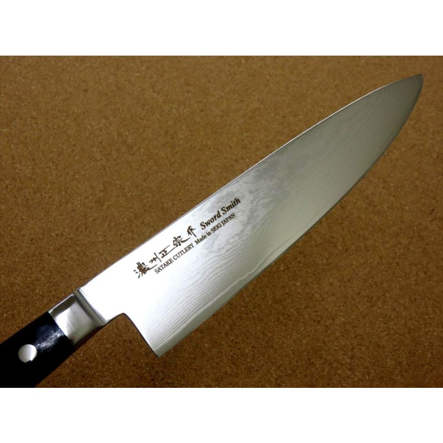 関の刃物 牛刀 200mm 濃州正宗作 ダマスカス 69層 黒木 両刃 洋包丁 包丁 牛刀 20cm (200mm) 関の刃物 濃州正宗作 ダマスカス69層鋼 両刃