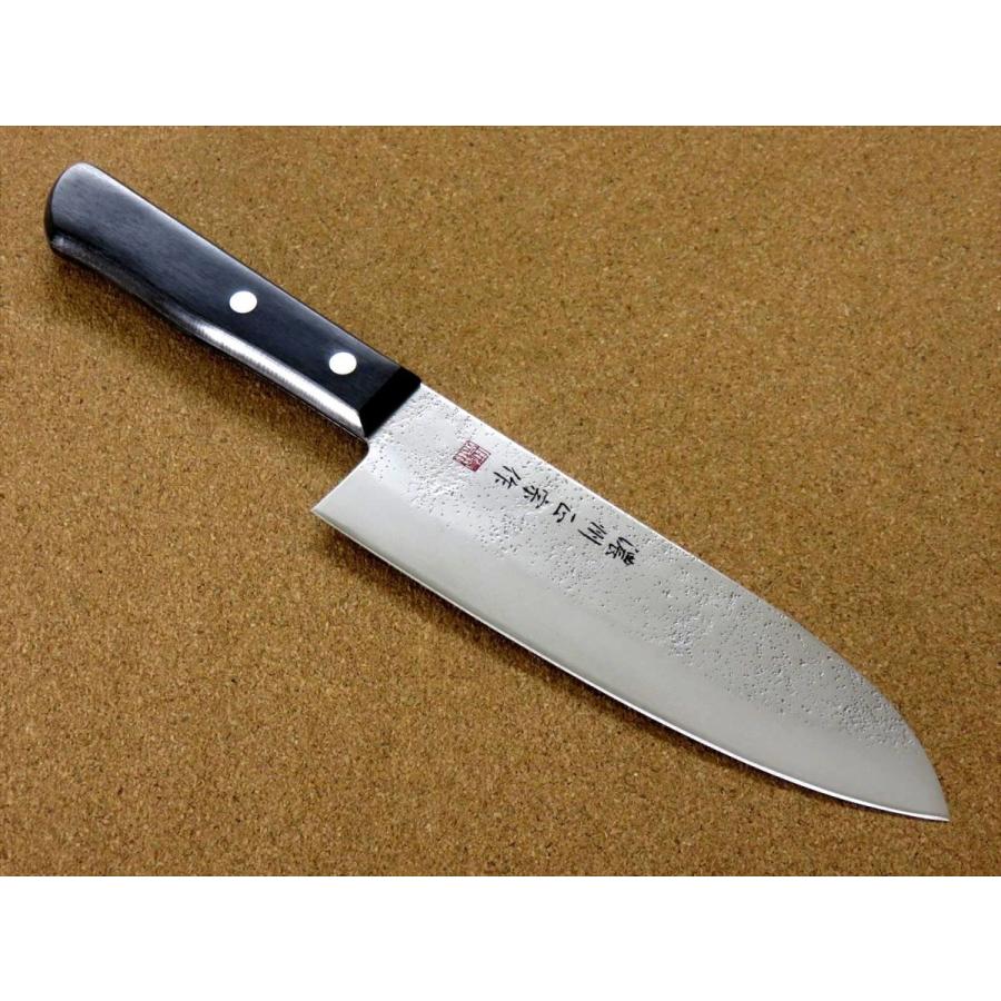 福岡 麻生刃物店 梨地 白鋼 切付 三徳 165mm 包丁 文化包丁 和包丁
