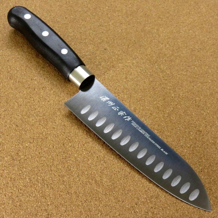 包丁 三徳包丁 17cm (170mm) 関の刃物 ディンプル加工 チタン