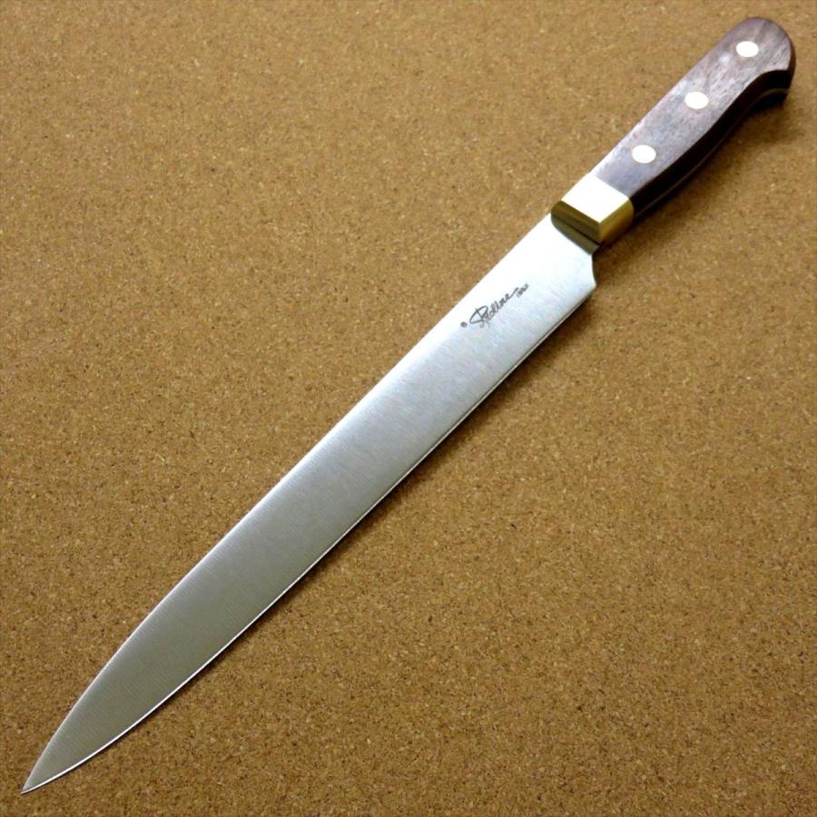 関の刃物 ハム切りナイフ 23cm 230mm 8Aステンレス鋼 ハムなどスライスする細めで刃渡りの長い両刃包丁 魅力的な価格 日本製 在庫処分品 真鍮口金付き 即納 最大半額