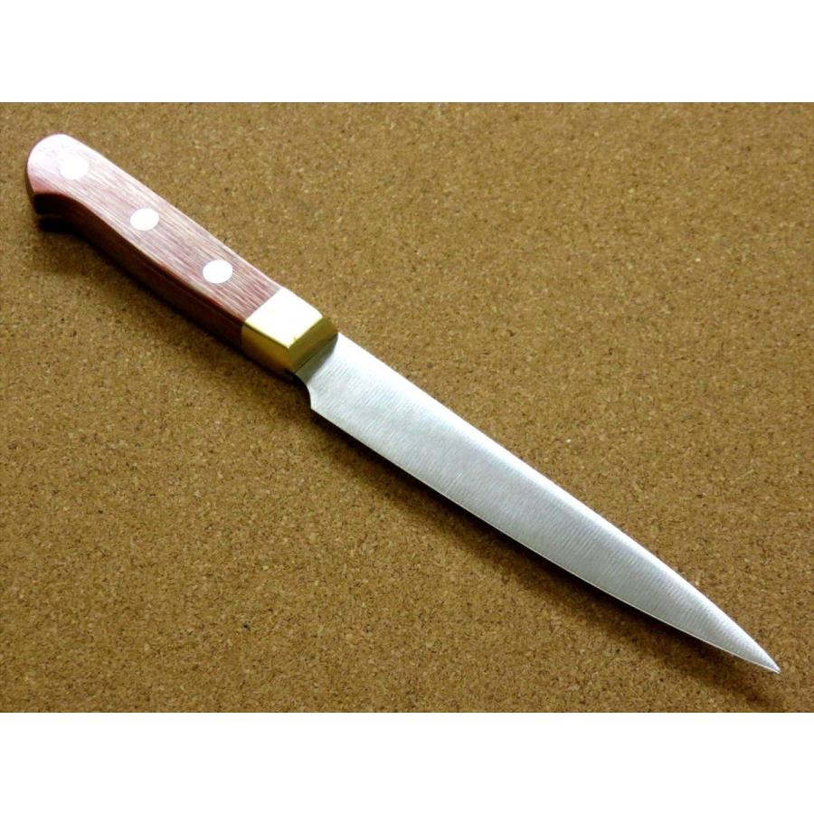 包丁 ペティナイフ 12cm (120mm) 関の刃物 ステンレス 真鍮口金 赤合板