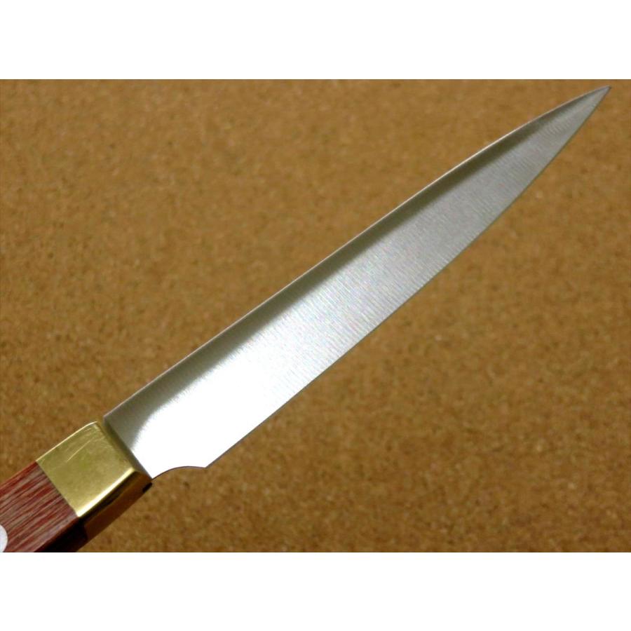 包丁 ペティナイフ 12cm (120mm) 関の刃物 ステンレス 真鍮口金 赤合板