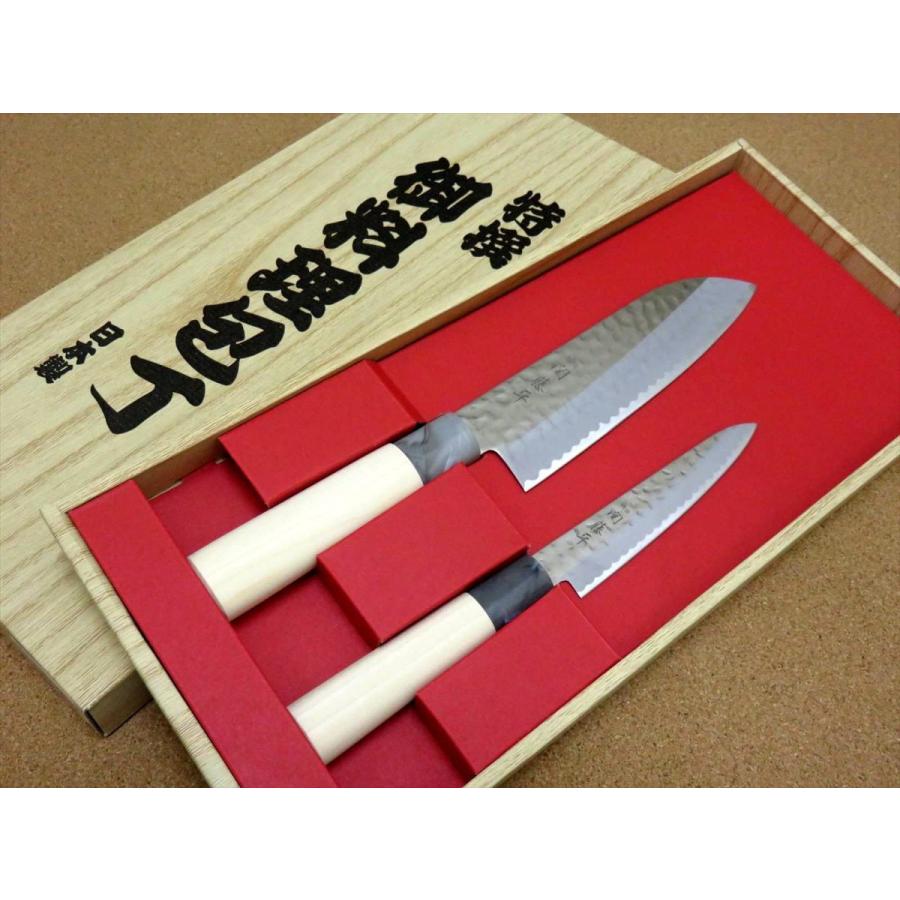 14本の本焼き包丁セット鹿皮のカバン付き ヤクセル（YAXELL） 包丁セット 2本組 三徳包丁 ペティナイフ 関の刃物