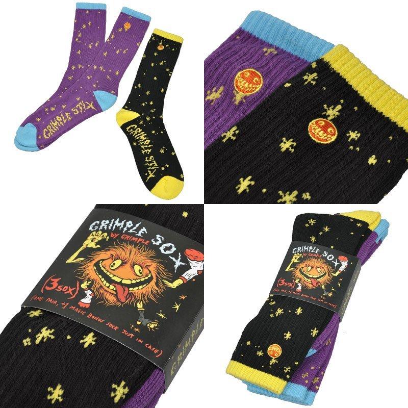 アンタイヒーロー ANTIHERO スケート ソックス GRIMPLE DUST 3PK SOCKS パープル ブラック NO20｜sk8-sunabe｜02